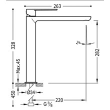 Altezza Rubinetto A Parete Lavatoio.Rubinetto Per Lavabo Becco Extra Lungo Orizzontale Con Rotella Max Tres