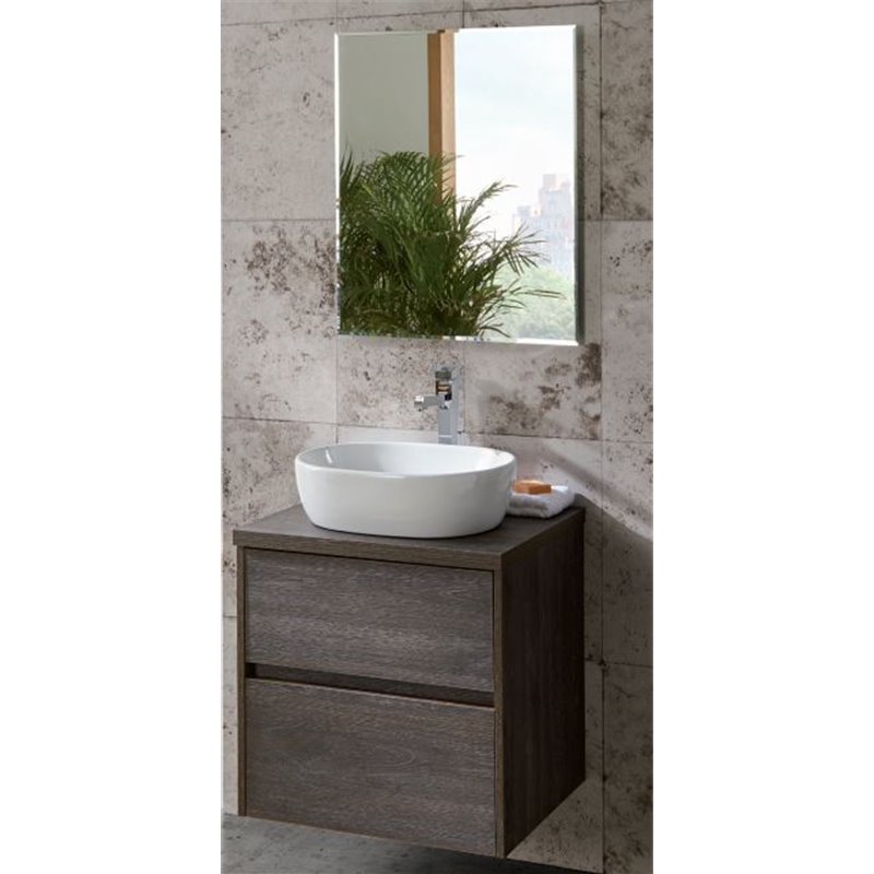 Mobile Bagno Con Lavabo Da Appoggio.Set Mobile Con 2 Cassetti Per Lavabo Da Appoggio E Specchio Deco Line Sanchis