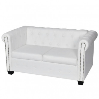 Vidaxl Divano Chesterfield A 2 Posti In Pelle Artificiale Bianco