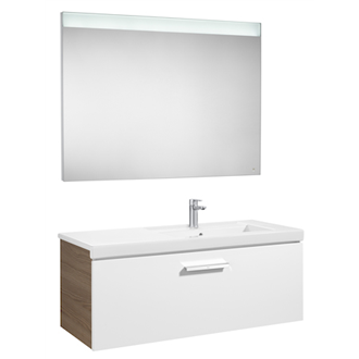 Mobile Bagno Con Lavabo Decentrato A Destra.Pack Mobile Un Cassetto Bianco Frassino 110 Prisma Roca A855933322